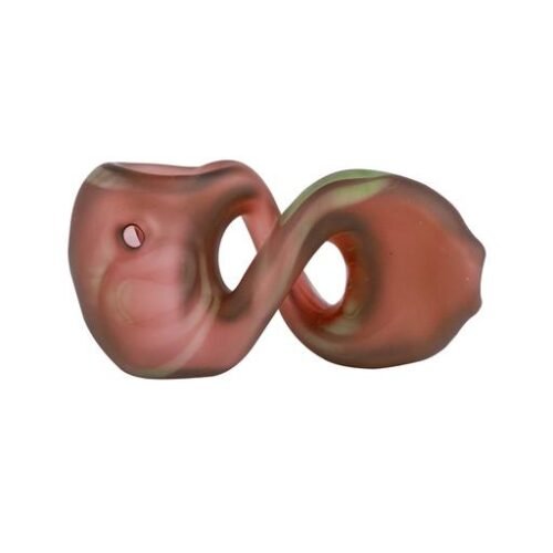 AMBER FROSTED BUKOWSKI PRETZEL HAND PIPE by Red Eye Glass