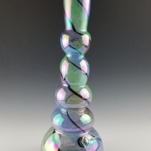 BLUE GREEN & PLUM LARGE LONGNECK BUBBLE WATER BONG